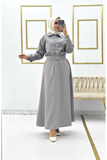 Moda Krash Stripe Skirt Jacket Set