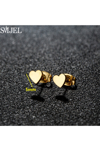 Choice Gold Color 003 Golden Minimalist Stainless Steel Earings Small Heart Round Star Geometric Stud Earri