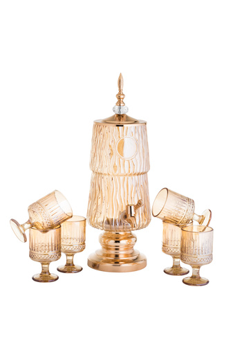 BASURRAH 7-Piece Glass Juice Dispenser Set with Glasses