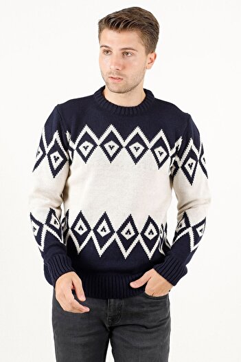 F&K Jacquard Patterned Men's Knitwear Sweater