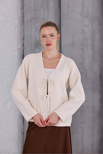 Pulli Collection Cardigan texturat din tricot cu detaliu de legare