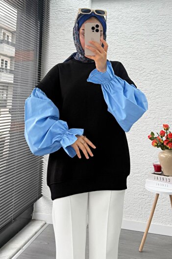 MELEK ARAZ Shirt Sleeve Oversize Women's Sweat – Black