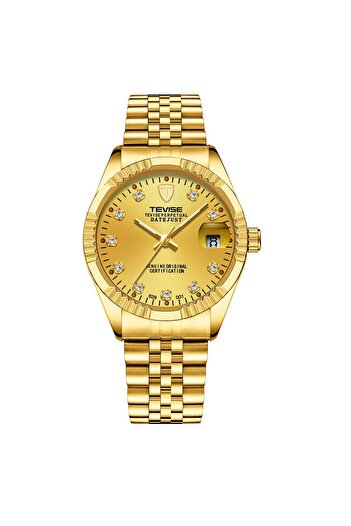 Tevise Men's wristwatch Classic Mechanical Automatic Stainless steel Gold