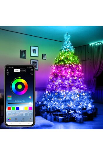 Bibilel Christmas Installation Flippy, 20 m, 200 LEDs, Linear, USB, RGB, Copper Wire, Smartphone App Connect