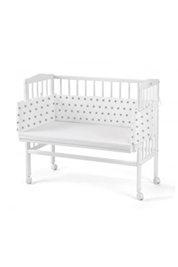 Waldin 2in1 baby cot, 90 cm x 55 cm, detachable side, co-sleeping, Mattress included, Protector, Canopy, Wh