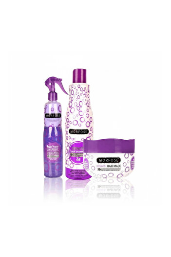Morfose Keratin Care Kit: 500ml Shampoo, 250ml Hair Mask & 400ml Dual-Phase Conditioner