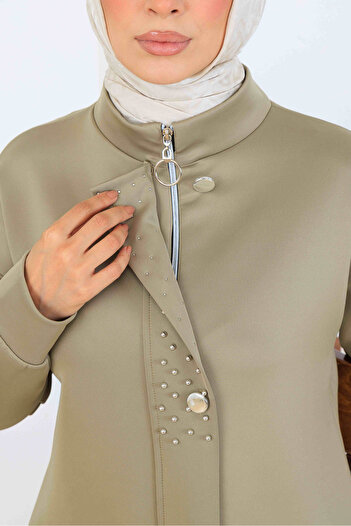benguen Bead Detailed Scuba Two-Piece Suit N5334 Çağla