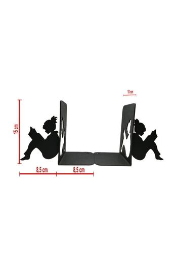 VENON Suport pentru cărți din metal elegant și decorativ cu 2 bucăți de figurine de fată neagră care citește cărți, suport pentru cărți