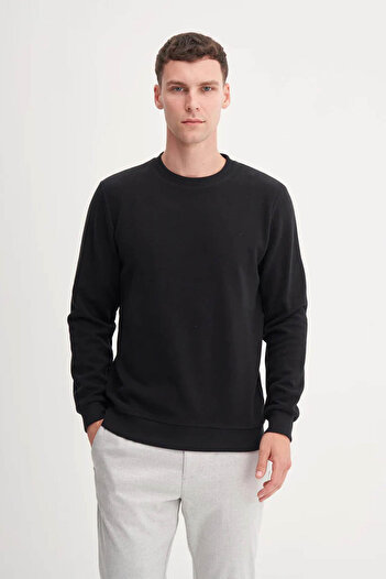 Cazador Slim Fit Cotton Blend Thessaloniki Knit Black Men's Sweatshirt 56400