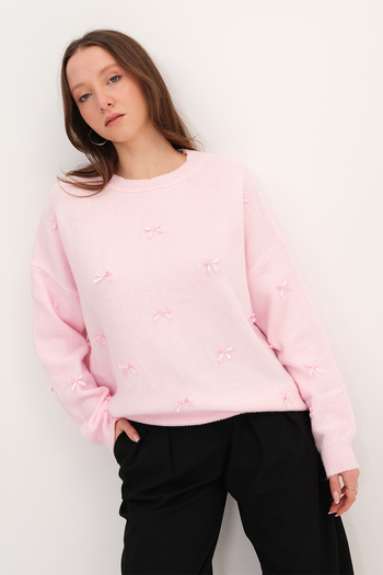 Addax Bow-Knotted Knitwear Sweater K2408
