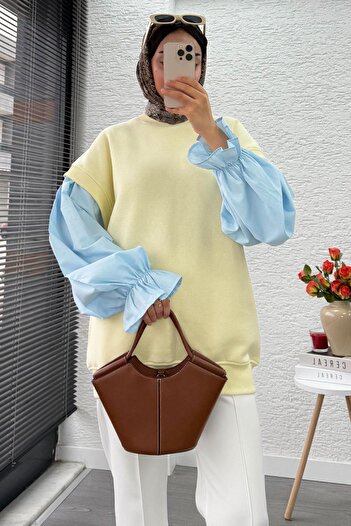 MELEK ARAZ Shirt Sleeve Oversize Women's Sweat – Yellow