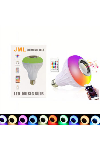 JML LED Bulb 13x9cm Musical with Bluetooth Speaker and Remote Control,RGB Multicolor Light, Phone Contro