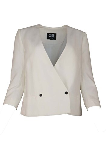 Vero Moda Clear White Jacket - L, White, Polyester 91.1% Spandex 8.9%