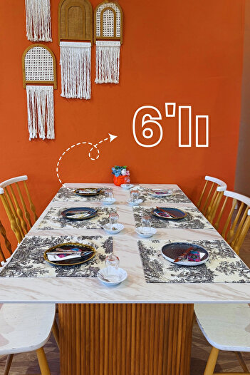 Elvya Toile De Jouy |   100% Cotton 6-Piece American Serving Set 37X42 cm - Zt300