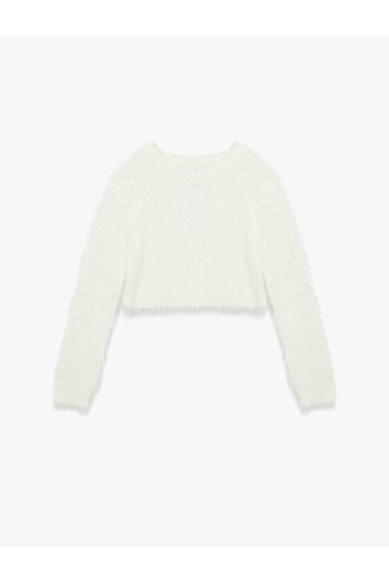 Koton Crew Neck Long Sleeve Plush Crop Sweater