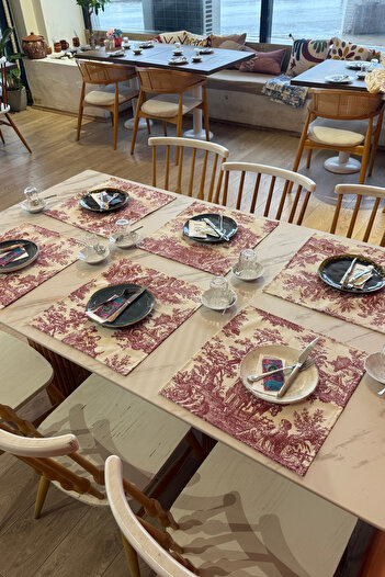 Elvya Toile De Jouy |   100% Cotton 6-Piece American Serving Set 37X42 cm - Zt300