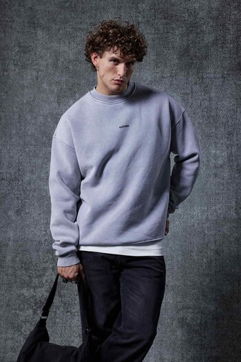 ablukaonline Men's Comfortable Fit Printed Round Neck Sweatshirt Smoked