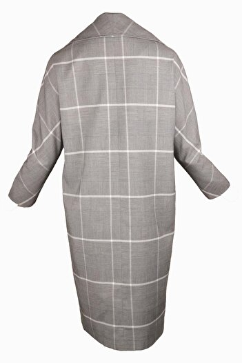 Vero Moda Mara Grid Grey Coat - M, Grey, polyester, viscose, elastane
