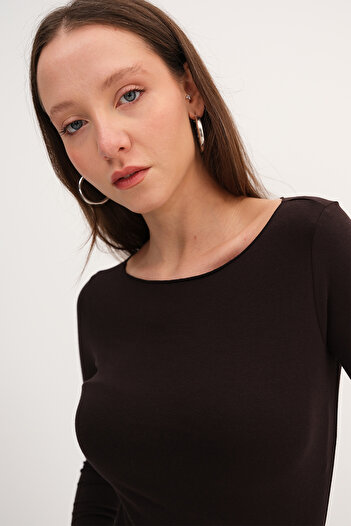 Addax Long Sleeve Basic Blouse B1846