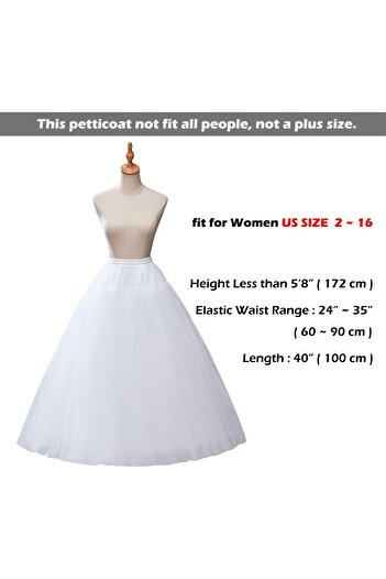 Generic CEZOM A-line Hoopless Petticoat Crinoline Underskirt Slips Wedding Accessories MPT-022 White, White,