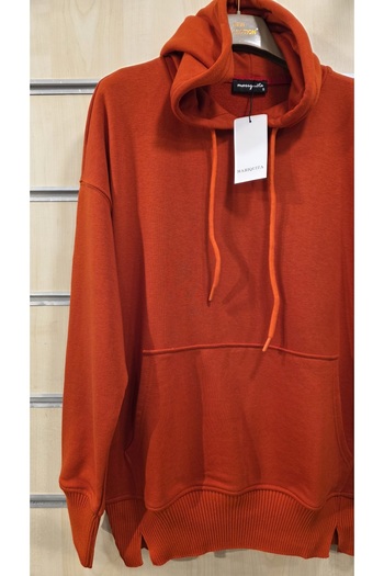 trendbysena Hooded Women's Sweatshirt with Kangaroo Pocket Detail