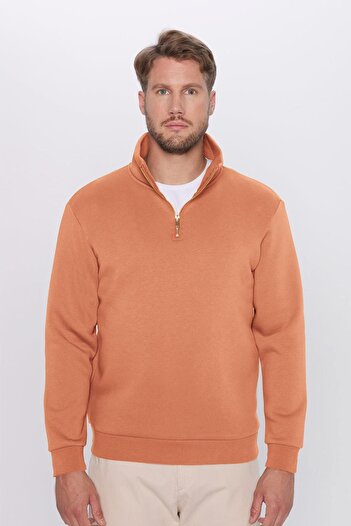 Tudors Unisex Relax Fit Comfortable Cut Cotton Fleece Lined Half Zipper Crew Neck Sweatshirt