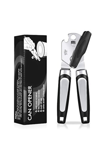 vadrami Multifunctional 2-in-1 can opener, stainless steel - with smooth cut, non-slip ergonomic handles and