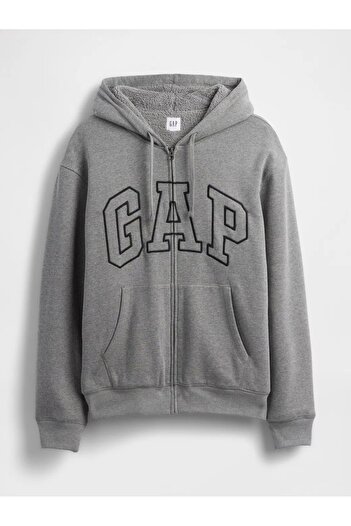 GAP Relaxed Logo Sherpa Lined Zippered Sweatshirt