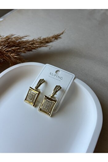 Dreamstone Jewelry Xuping-Kare Form Taşlı Gold Küpe