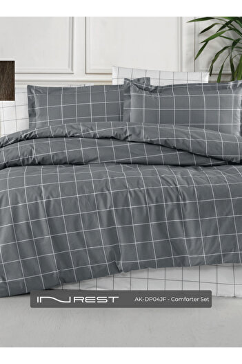 Inrest Home LUXURY COMFORTER SET KING 8 PC - MATERIAL 100% COTTON - SIZE 240*260 CM - Dark Grey