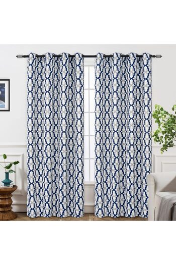 DriftAway Set of 2 Mason Thermal Blackout Curtains, with Geometric Pattern, Dimensions 132 x 229 cm