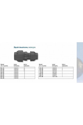 Other PP compression fitting 63x40 PN16 for PE pipes, black