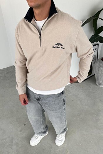 HAFKAGİYİM Φούτερ με μισό φερμουάρ Cream Yacht Club