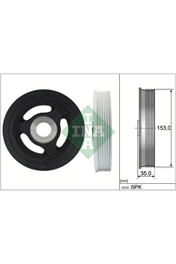 İna Crankshaft belt pulley OPEL GRANDLAND / GRANDLAND X (A18 P1UO) 2017-2021