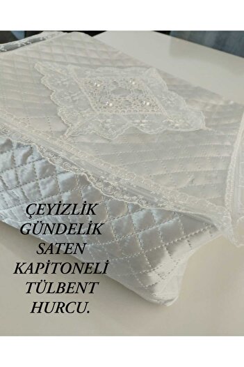 Üstünel Tekstil Giftable Dowery Bag, Everyday Satin Quilted Zippered Tulbent Bag.