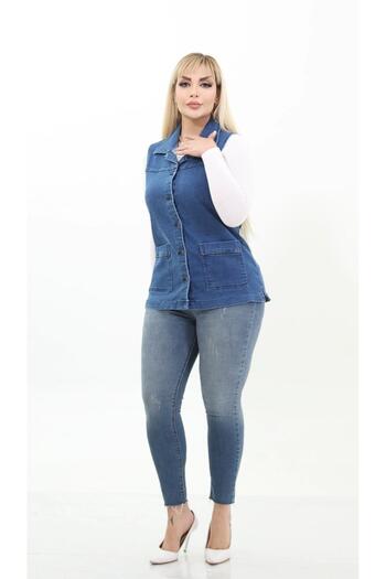LİYACA Plus size denim vest