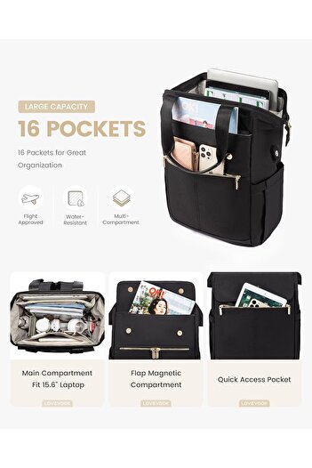 EXCEFORE Xboor 15.6 inch Laptop Backpack for Women, USB Work Backpack, Waterproof Travel Backpack with Organi