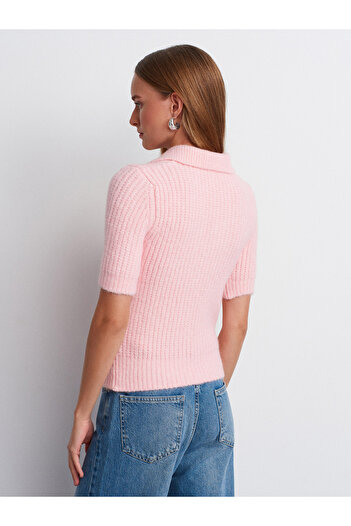 Dilvin 10814 Wool Blend Knitwear Sweater-Pink