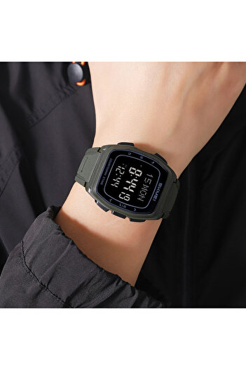 Skmei 2441 Army Green Men's Digital Watch – Multiple Functions, Sport Design, LED Display, Alarm