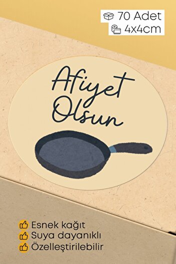 alışveriş kurdu Bon Appetit Written Sticker Restaurant Food Takeout Shipping Packaging Label - 4X4Cm 70 Pieces