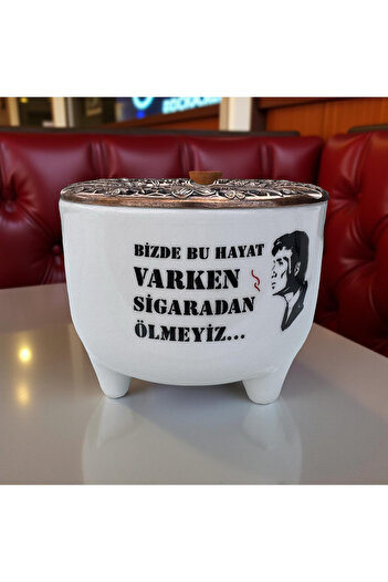 İlbay Çini Takı Ayşen Ashtray: While We Have This Life, We Don'T Die from Smoking.