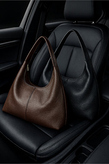 Adelina Bags Women's 2-Piece Bag Pack Black and Bitter Brown Casual Soft Textured Large Size Shoulder and Tote Bag