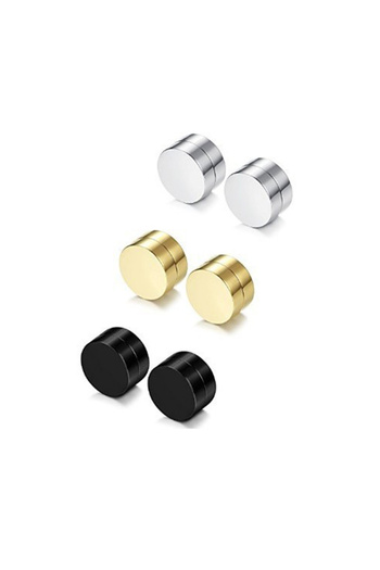 Choice 8mm-ST-BK-GD Men's Fashion Hip Hop Personalized Magnetic Stainless Steel False Earrings