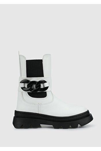 Kiddo White-Black Girl's Boots