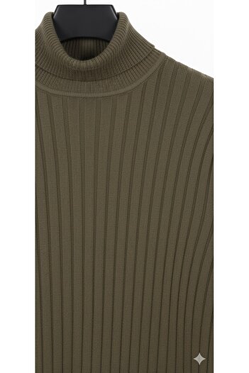Minharir Men's Burgundy Stand Collar Thick Knit Sweater – Soft Texture, Winter, Comfortable Fit