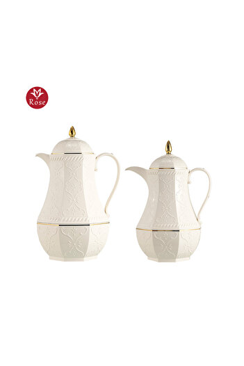 Rose Classic pattern tea and coffee thermos set consisting of 2 rose thermoses, 624 capacity (600 ml) coffee and 1 liter tea