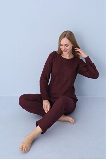 PİJART Set de pijamale tricotate cu cordon burgundy