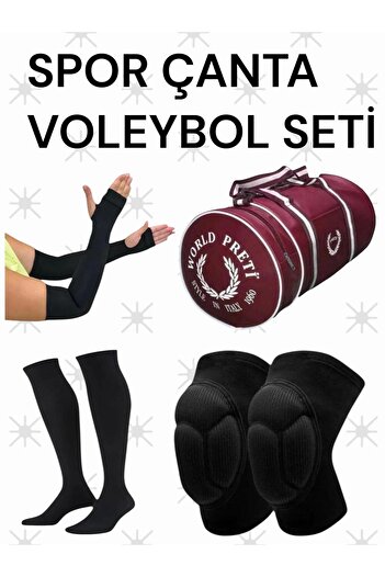 Gök Sports Volleyball Burgundy Sports Bag Volleyball Knee Pads Volleyball Arm Sleeves Volleyball Socks Set