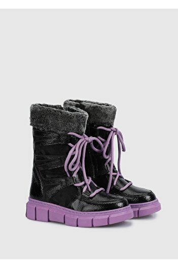 Kiddo Black-Purple Girl's Boots
