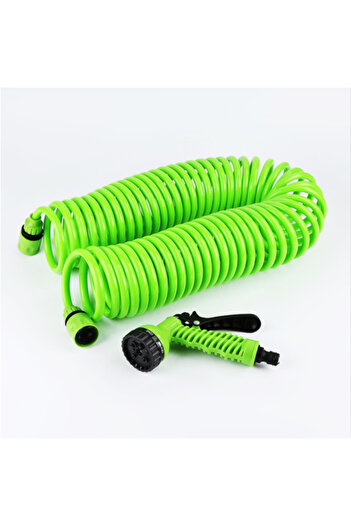 OEM Garden hose with spray gun, spiral, 4 functions, connectors, 15 m